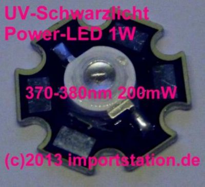 echte UV Power LED 1W Schwarzlicht 375nm [kein violet 405nm] !!!